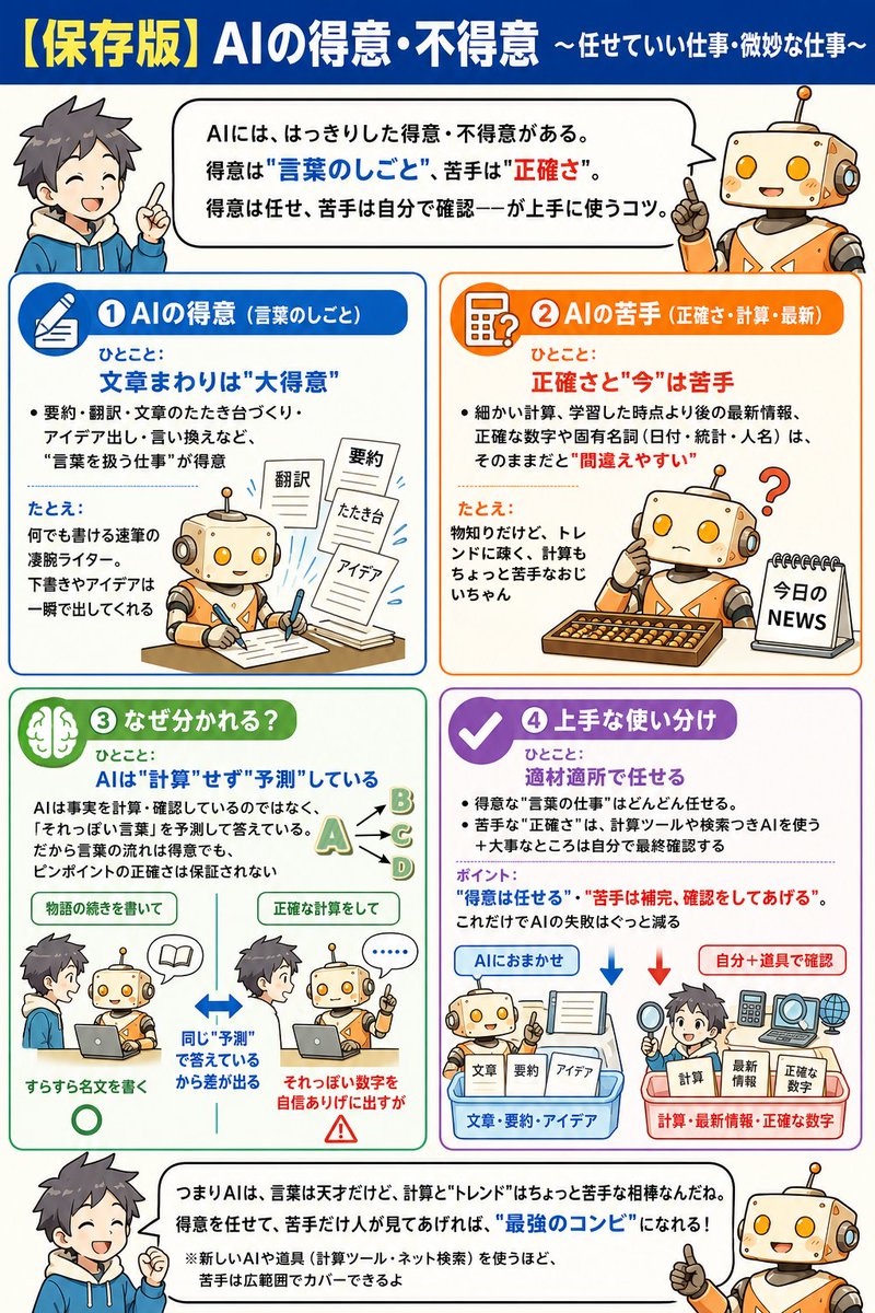 AIの得意・不得意 の図解